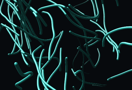 Coherent teal vortex tubes traced through the field